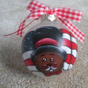 Punxsutawney Phil / Groundhog Day hand-painted ornament Deborah Dale